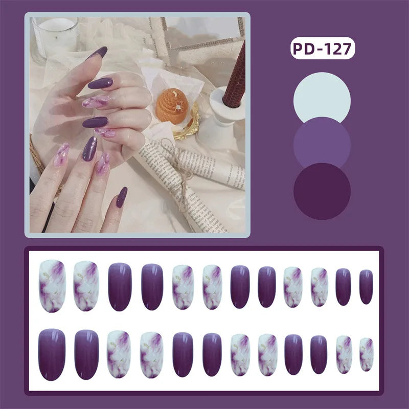 24pcs Lemon Short Wear Tips Nail False Patch Press on Nails Supplies for Professionals Artifical Fake Nails Faux Ongles Uñas