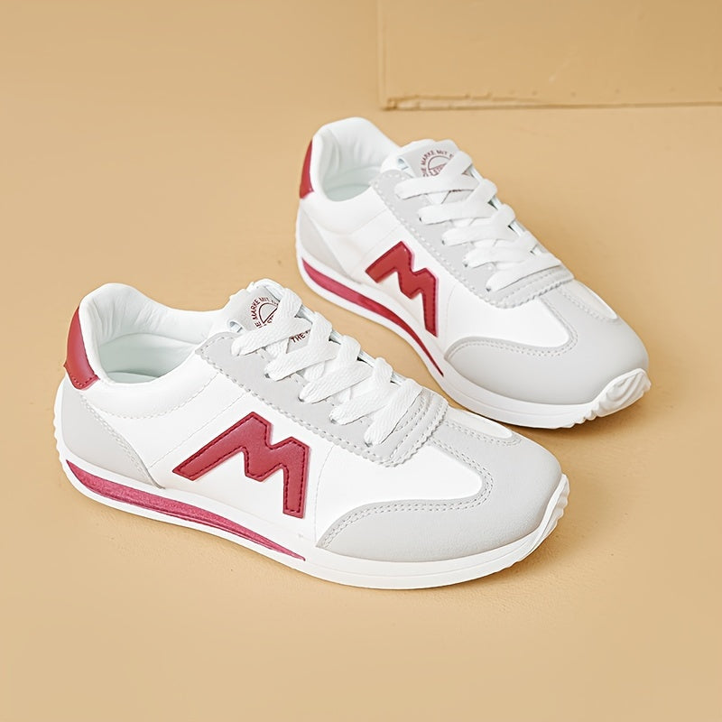 Women's Letter Decor Sneakers, Casual Lace Up Outdoor Shoes, Comfortable Low Top Shoes