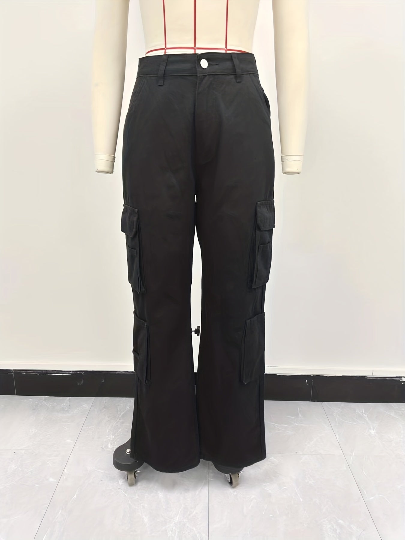 Vintage High Waist Denim Cargo Pants for Women | Breathable & Comfort-Fit with Pockets | Casual Chic, Machine-Washable Jeans