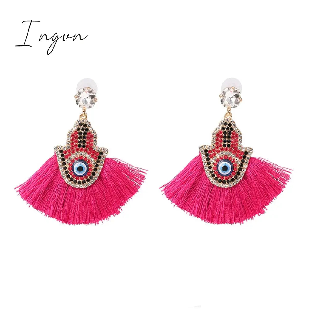 Ingvn - Bohemia Multicolored Tassel Earrings For Women Fashion Party Jewelry Fringe Dangle Earrings Statement Brincos 2023 Trend