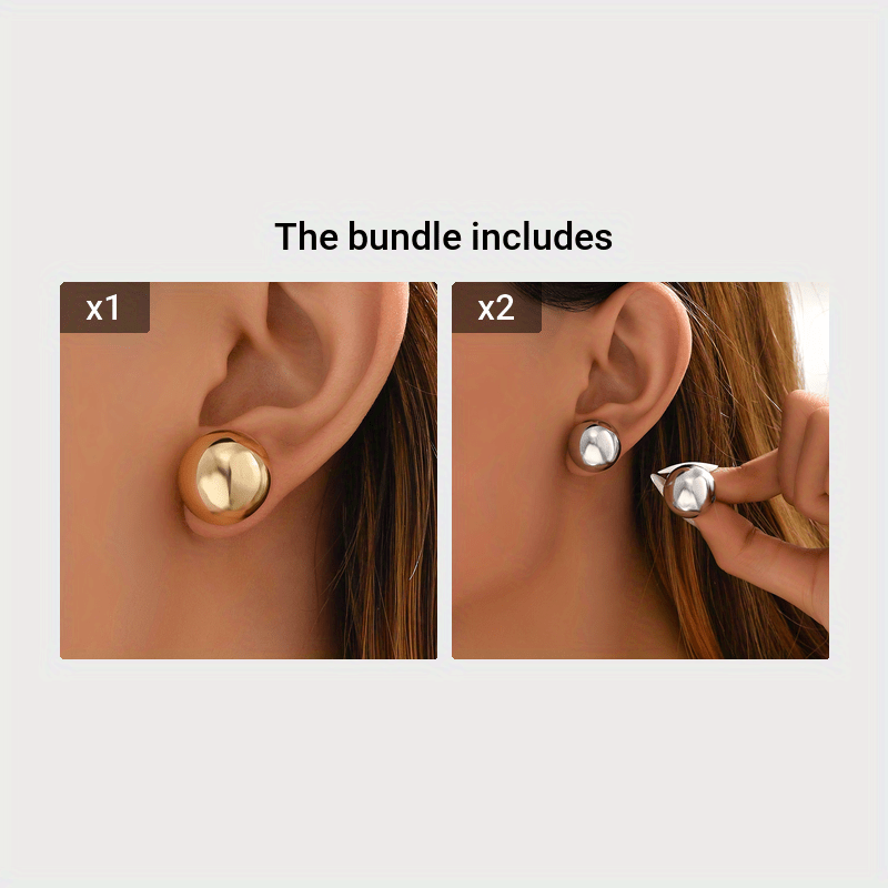 A Pair of Chic Minimalist Round Ball Earrings - Simple, Versatile, and Stylish Jewelry Decoration for Everyday Wear - Hypoallergenic, Nickel-Free, and Easy to Put On
