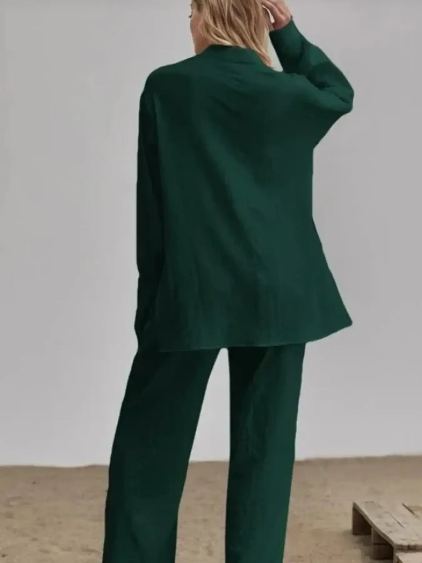 Button Up Long Sleeve Shirt and Pants Set