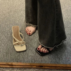 Ingvn  Summer Off White Shoes for Women  Open Toe Slides with Heel Sandals Outside Woman Slippers Flip Flops B Designer Casual Eva