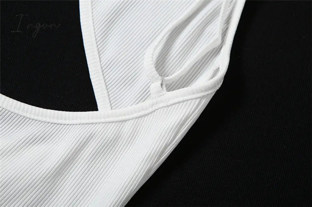 Ingvn - Summer Dresses For Women Elegant White Cut Out Maxi Dresses For Women Spaghetti Strap Backless Sexy Beach Dress Boho Long Summer Dress Party Wear