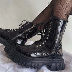Ingvn  Short Shoes for Woman Combat Booties Punk Style Footwear Waterproof Women's Ankle Boots with Laces Lace-up Biker New Rock In Y2k