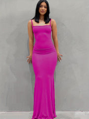 Flattering Sleeveless Backless Maxi Dress - Casual Lounge Comfort with a Sexy Twist - Seamless Bodycon Fit for Everyday Glam - Womens Fashion Must-Have
