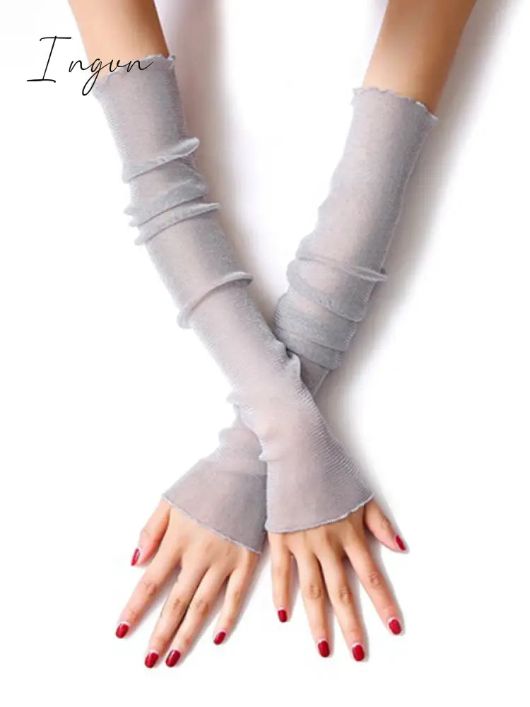 Ingvn - Sun Protection Mesh Solid Color Sleevelet