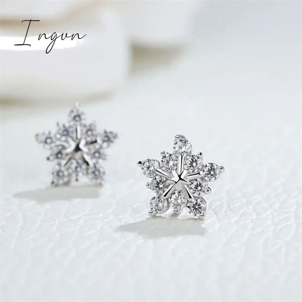 Crystal Zircon Snowflake Stud Earrings For Women Shiny Rhinestone Charm Earring Girls Christmas New Year Birthday Jewelry Gifts