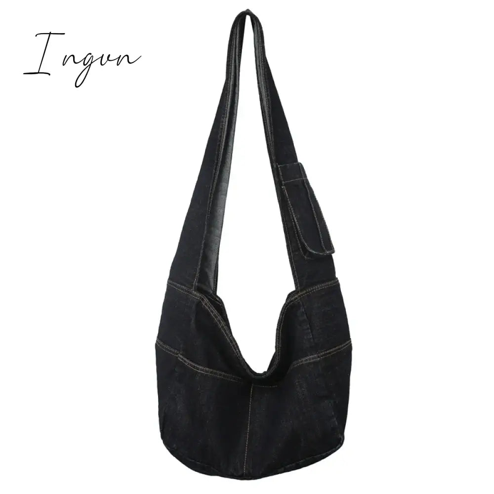 Ingvn - Denim Women's Bag 2024 New Eco Reusable Ladies Handbags Canvas Shopping Travel Shoulder Bags Unisex Jeans Crossbody Bag Shoppers