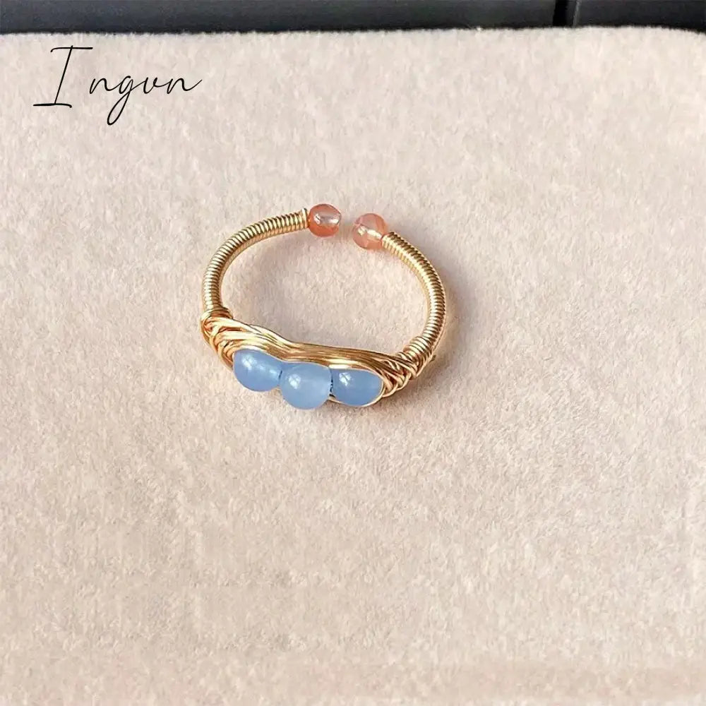 New Fashion Simple Colorful Crystal Natural Stone Opening Ring for Women Exquisite Copper Ring Sweet Elegant Party Jewelry