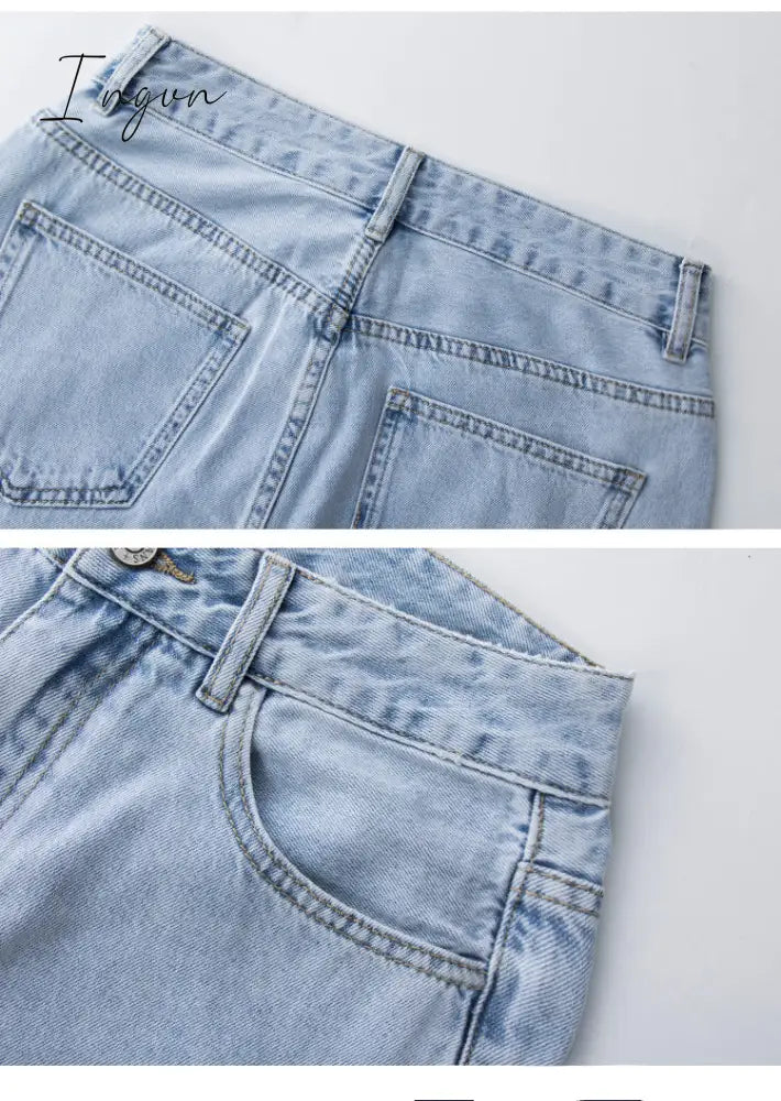 Ingvn - Hot Sell Quality Low Waist Jeans Women Baggy Jeans 2023 New Fashion Straight Leg Pants Y2k Denim Trousers Vintage Loose Blue Washed Mom Jeans