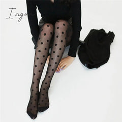 Ingvn - New Women Tights Black Dots Heart Pattern Whole Seamless Sexy Tights Female Ladies Thin Summer Tights Fashion
