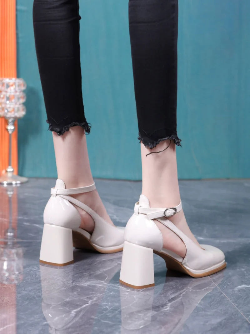Ingvn  Women's Shoes Pumps Heeled Footwear Wedge with Platform Waterproof Sandals for Woman High Heels Chunky Summer  Block Heel F