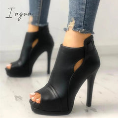 Ingvn - Fashion Peep Toe Cutout Thin Heels Sandals