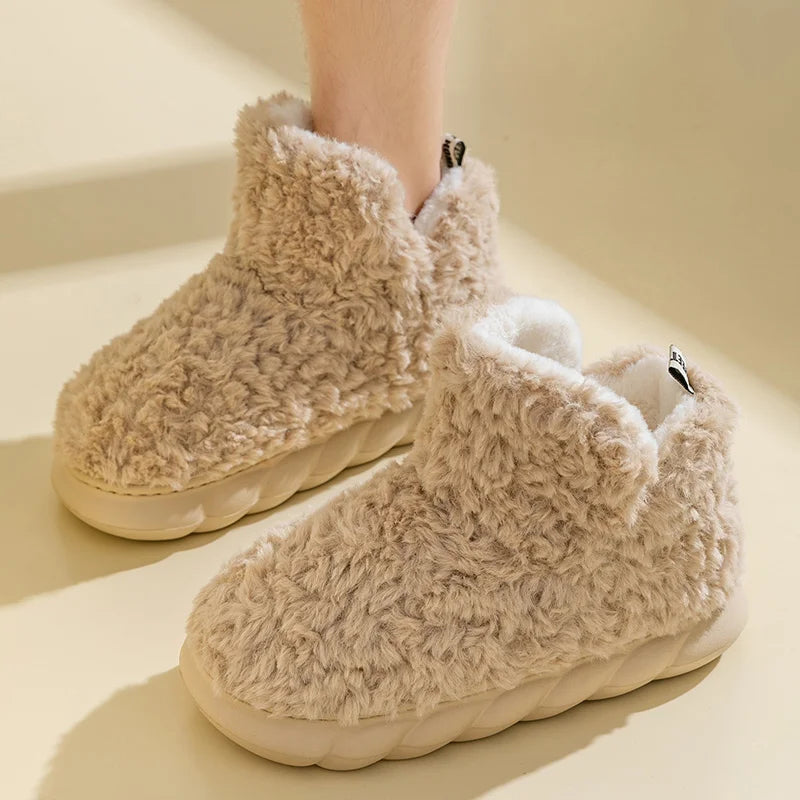 Ingvn  Cotton slippers for women's autumn and winter home use, new indoor plush bags with warm heels for external wear