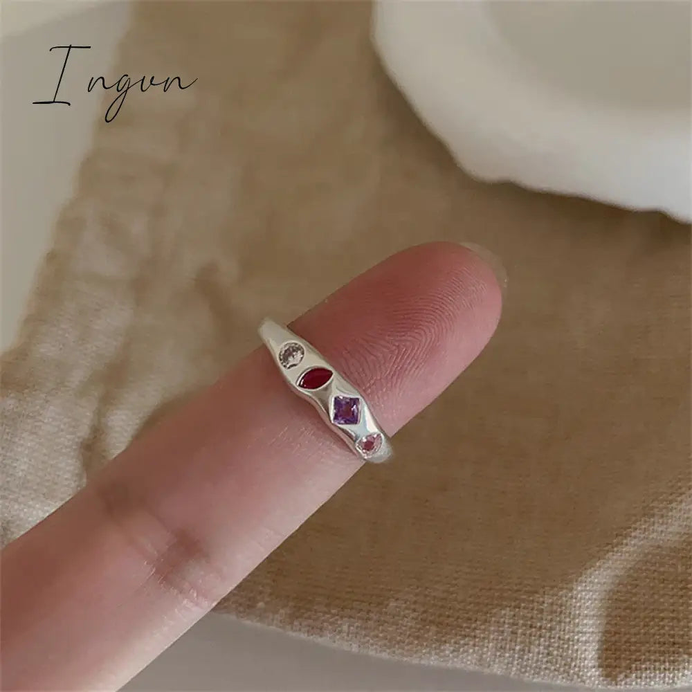 Aesthetic Rings For Women Heart Star Colorful Zircon crystal Minimalist Open Adjustable Finger Rings Fashion Band Female Bijoux