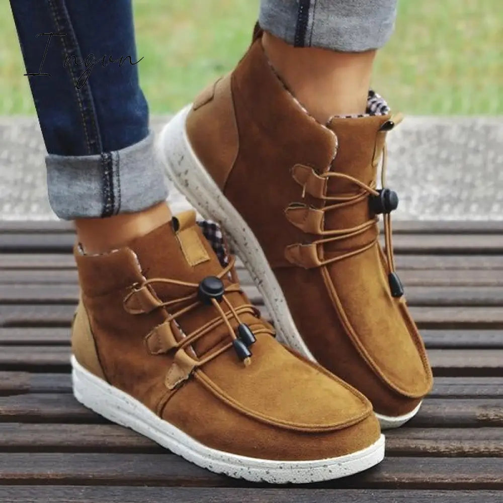 Ingvn - Casual Laced Front Ankle Boots