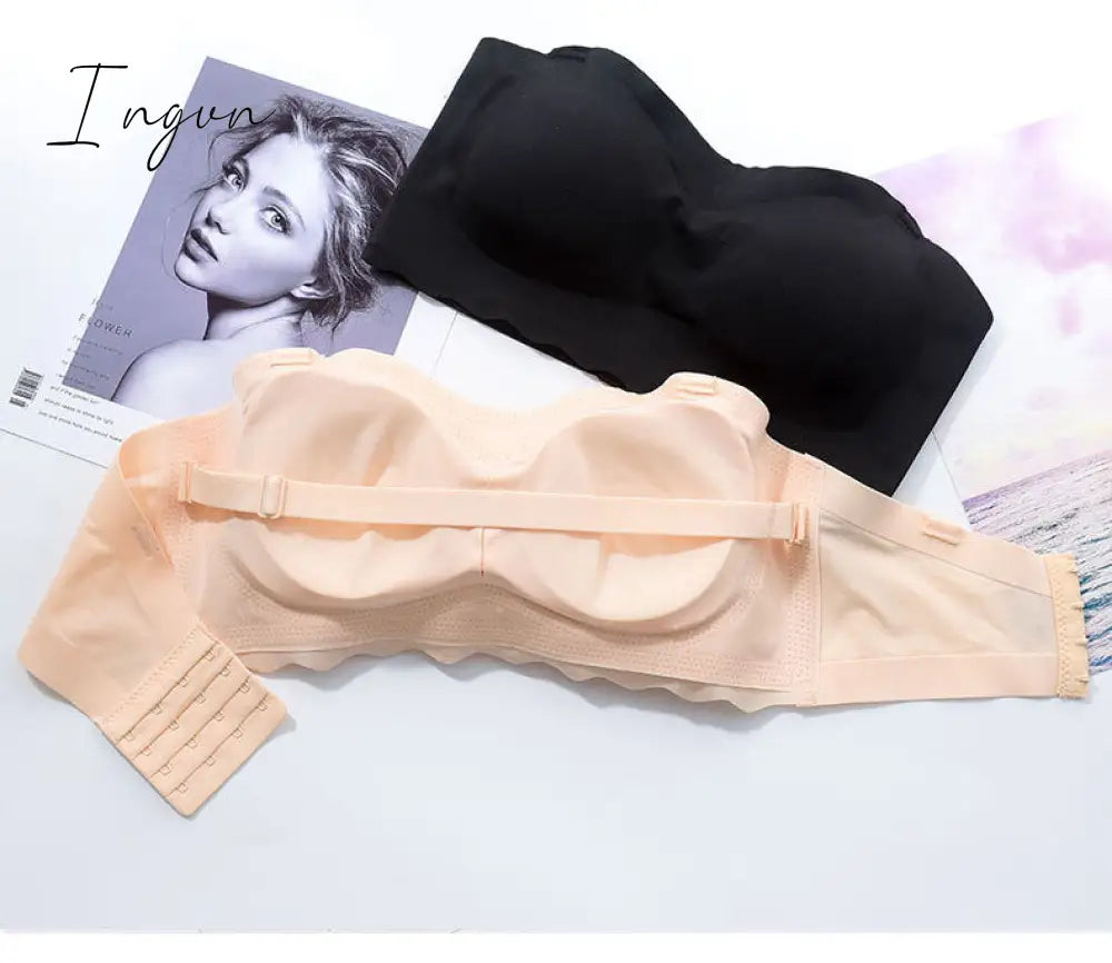Ingvn - Plus Size 7XL Women Bras Non-Slip Strapless Tube Top Wireless Push Up Invisible Lingerie Bra Solid Seamless Tanks