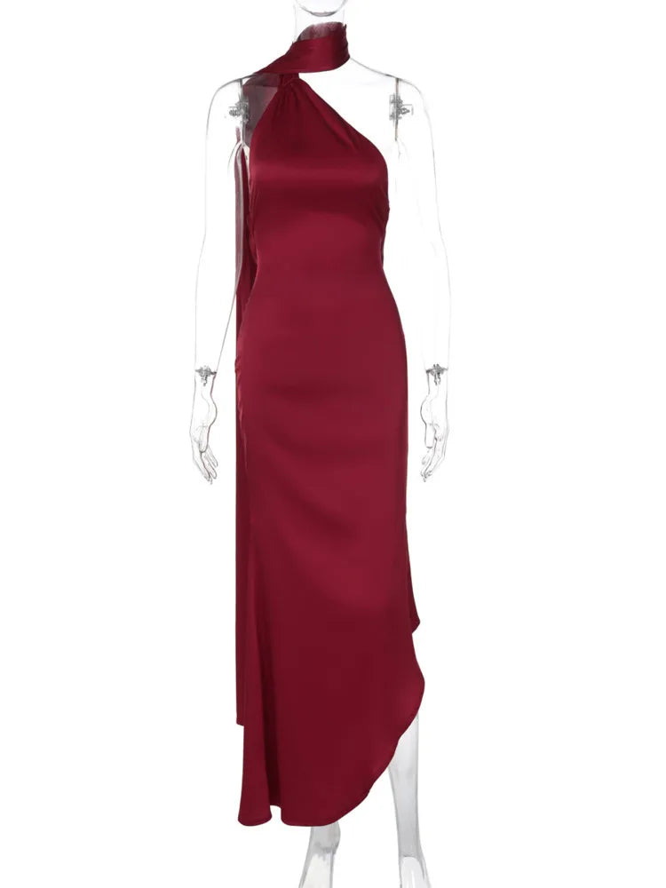 Scarf Collar Backless Sexy Maxi Dress For Women Gown Fashion Strapless Sleeveless High Waist Bodycon Club Long Dress