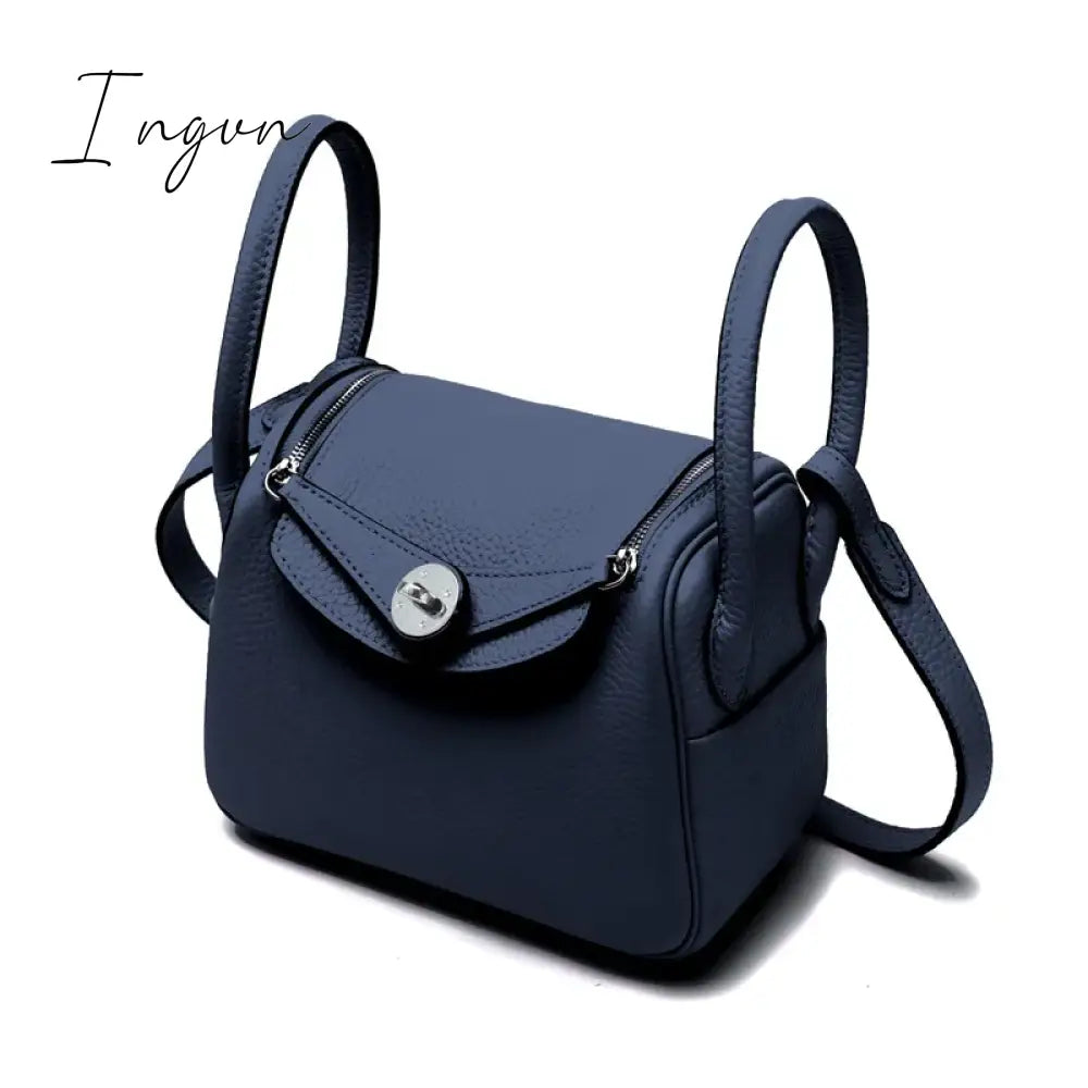 Ingvn - Mini 20cm Pillow Bag Silver Buckle Ladies Handbag Luxury Brand Designer Shoulder Bag Cow Genuine Leather Crossbody Bags Fashion