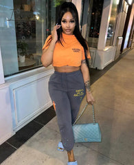 Ingvn - Graphic Letter Print Sweatpants Women Hip-hop High Waist Pocket Harajuku Casual Loose Trousers Jogger Cargo Pants Streetwear