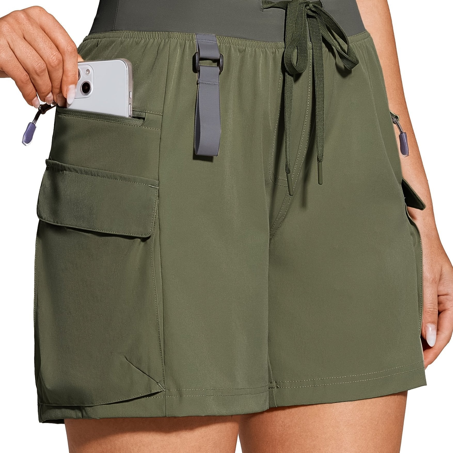 Breathable Womens Quick-Dry Cargo Shorts - Lightweight with Spacious Side Pockets for Active Outdoors
