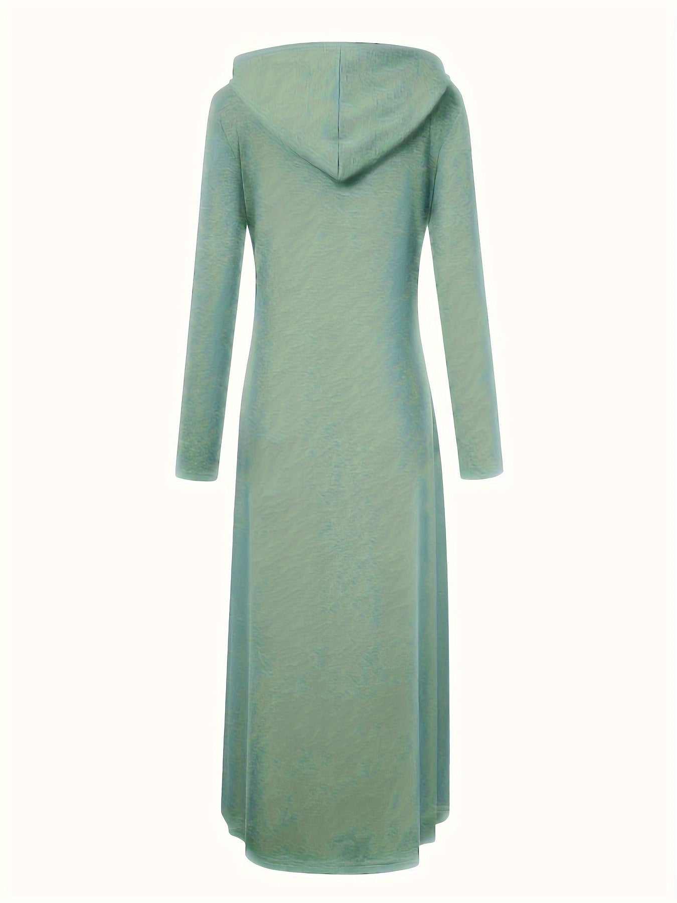 Chic Heart Print Drawstring Hooded Maxi Dress - Women's Casual Long Sleeve Fall & Winter Clothing - Soft, Cozy, and Versatile Fashion for Everyday Wear