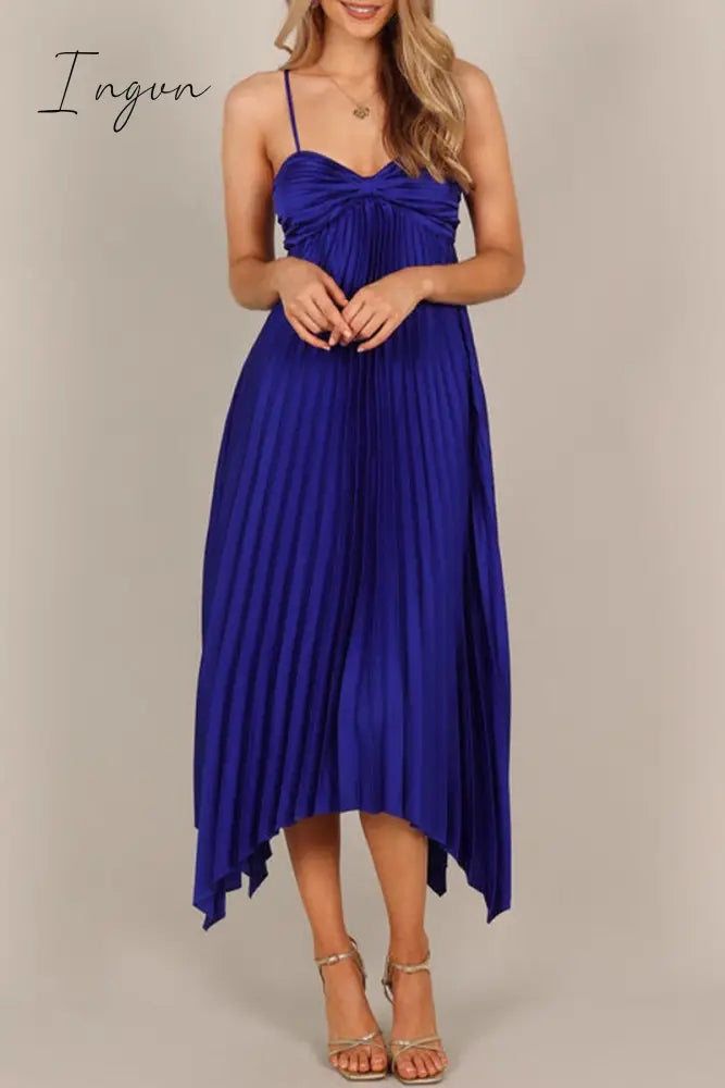 Ingvn - Sexy Elegant Solid Fold V Neck Irregular Dress Dresses