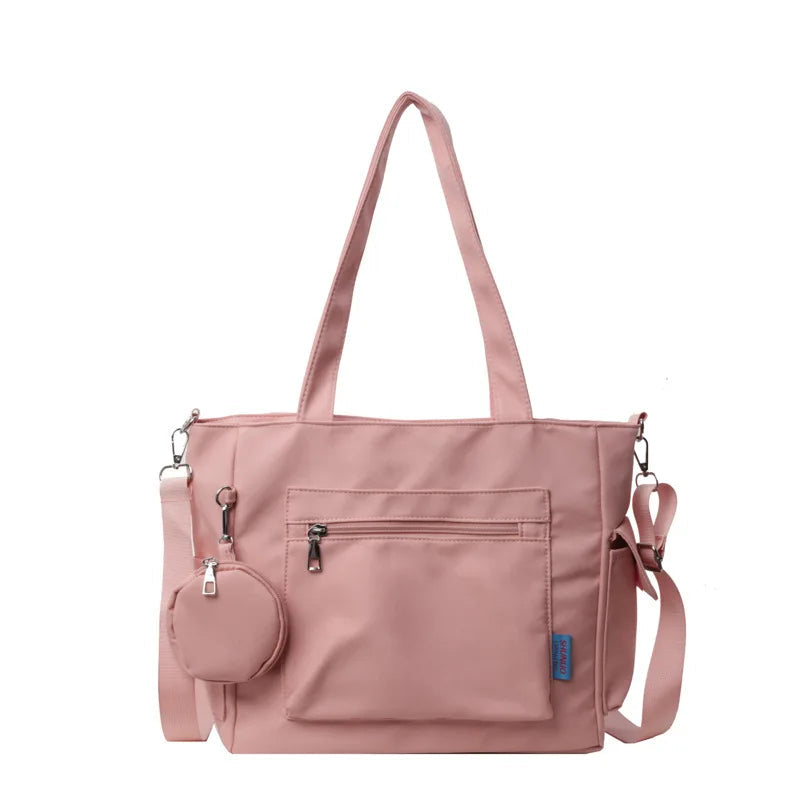 Ingvn  Simplicity Oxford Canvas Composite Shoulder Bag Solid Color Versatile Lazy Style Crossbody Bag Large Capacity Commuter Tote Bag