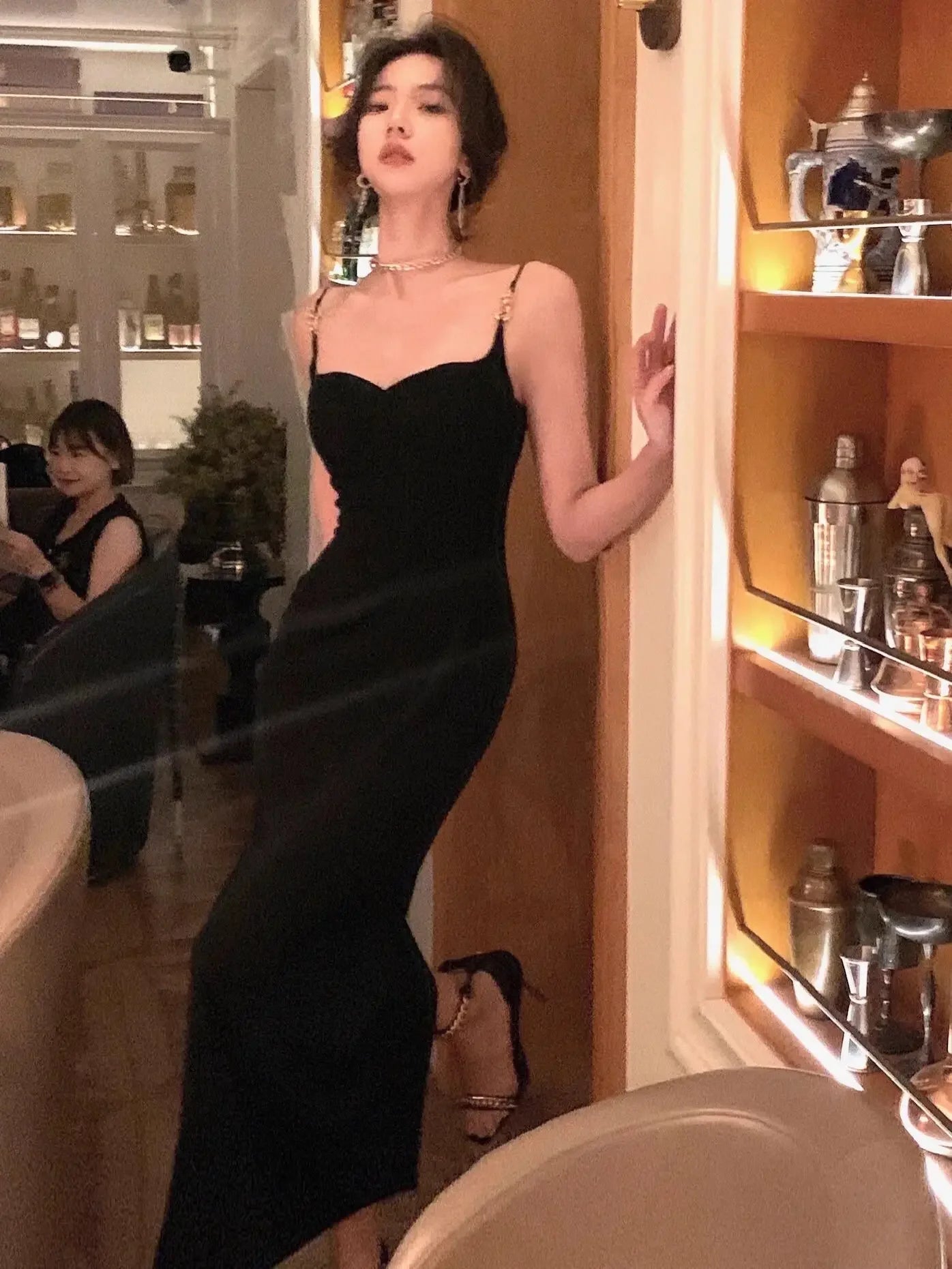 Vintage Designer Fashion Sexy Slim Fit Bodycon Dress for Women Long Party Club Prom Evening Strap Midi Dresses Summer Robe