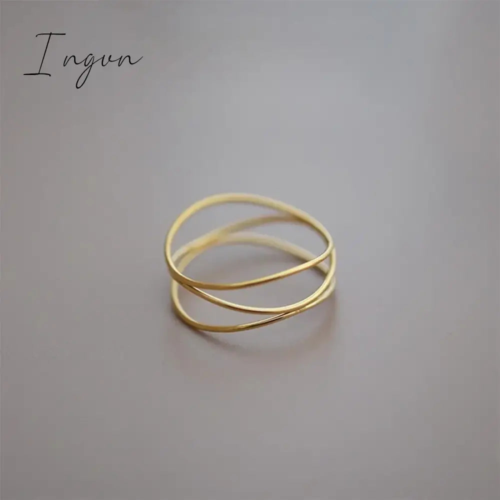 New Trendy Simple Three Layered Golden Ring for Women Exquisite Stainless Steel Ring Sweet Cool Party Jewelry Gifts