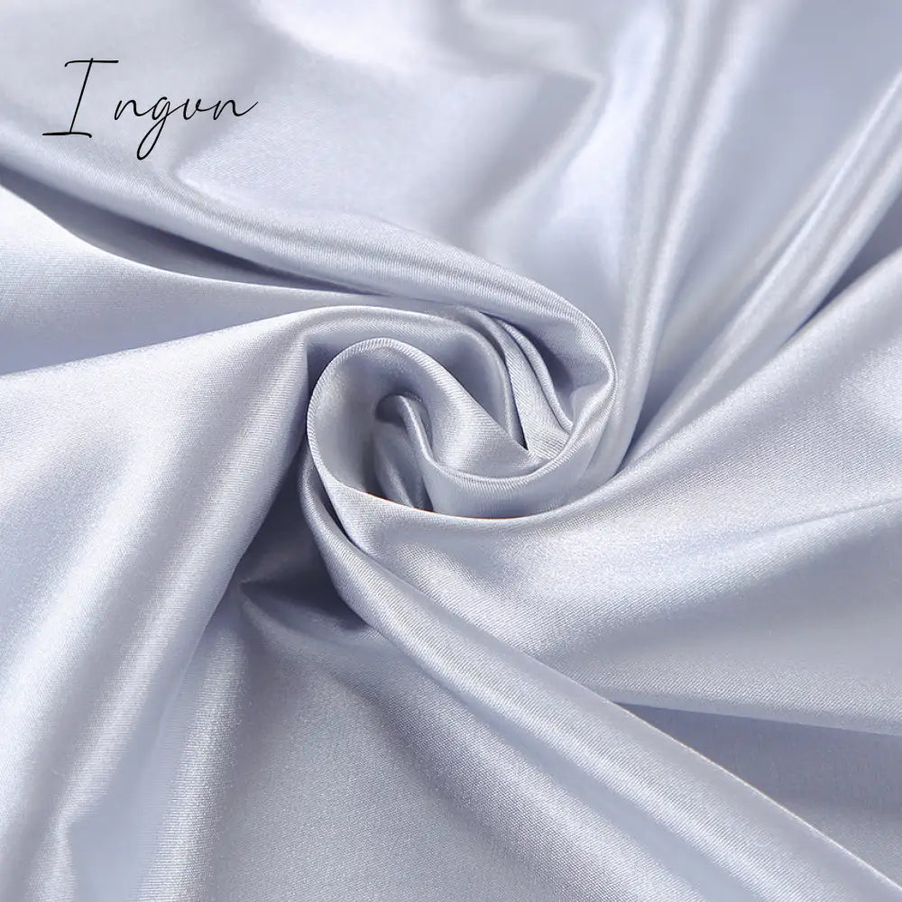 Ingvn - Fashion Solid Color Satin Robe Set With Bra Sexy Pajamas Set Female Home Suit For Women Pajama Spring Long Sleeve Sleepwear
