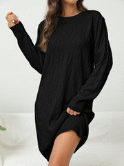 Casual Chic Solid Sweater Dress - Cozy Acrylic Knit, Comfort Fit Crew Neck for Stylish Women's Fall/Winter Wardrobe