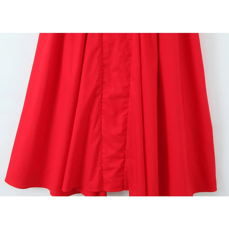 Red Elegant Slim Evening Party Dresses For Women Sexy Backless Low Waist  A-line Midi Long Halter Dress Cotton Robe