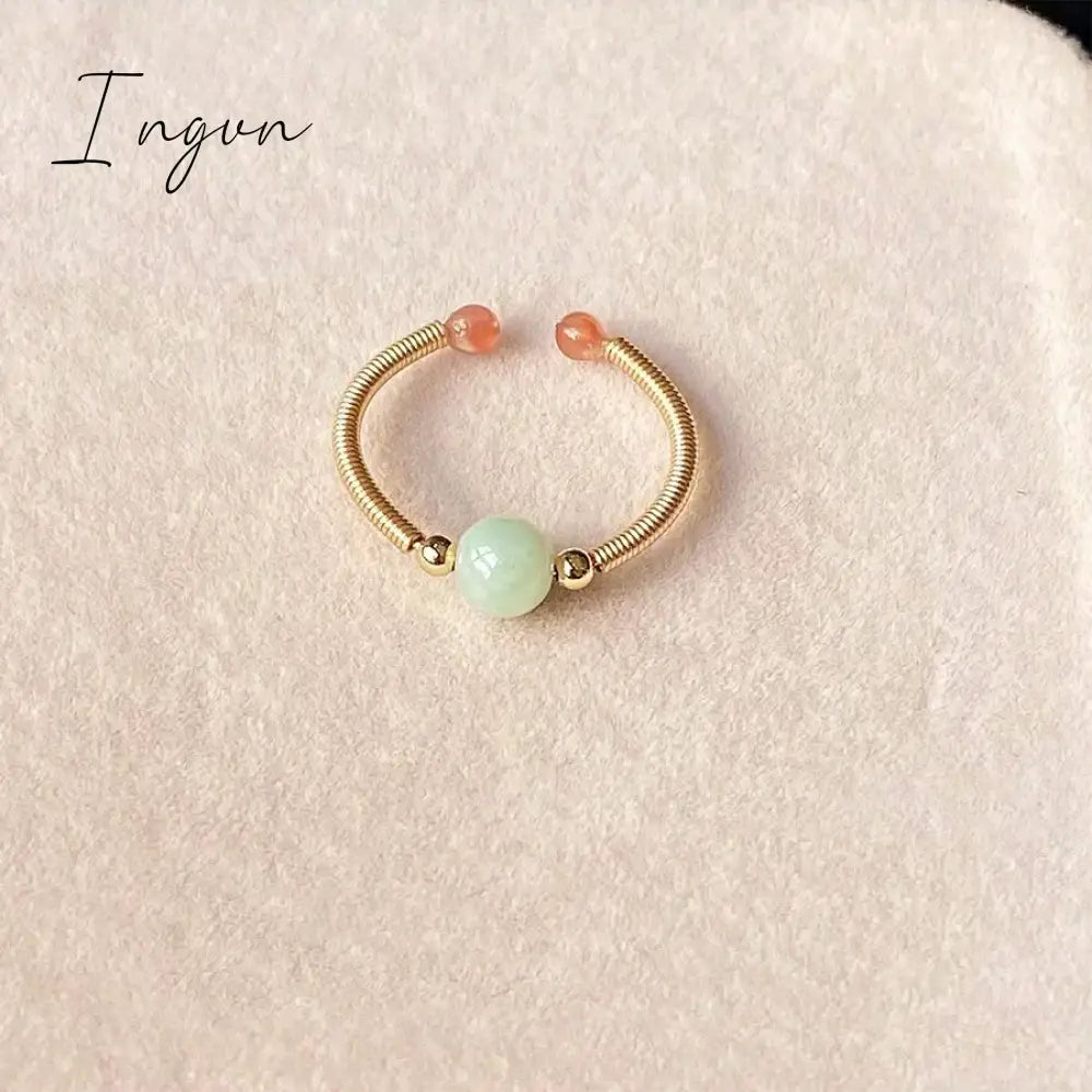 New Fashion Simple Colorful Crystal Natural Stone Opening Ring for Women Exquisite Copper Ring Sweet Elegant Party Jewelry