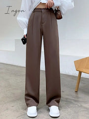 Ingvn - Spring Outfits Trends Casual High Waist Loose Wide Leg Pants for Women Spring Autumn New Female Floor-Length White Suits Pants Ladies Long Trousers
