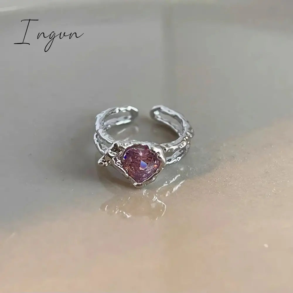 Simple Vintage Zircon Heart Rings For Women Ring Korean Fashion Cold Wind Index Finger Ring Metal Wedding Couple Party Jewelry