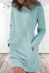 Ingvn - Casual Solid Solid Color O Neck Long Sleeve Dresses(6 Colors)
