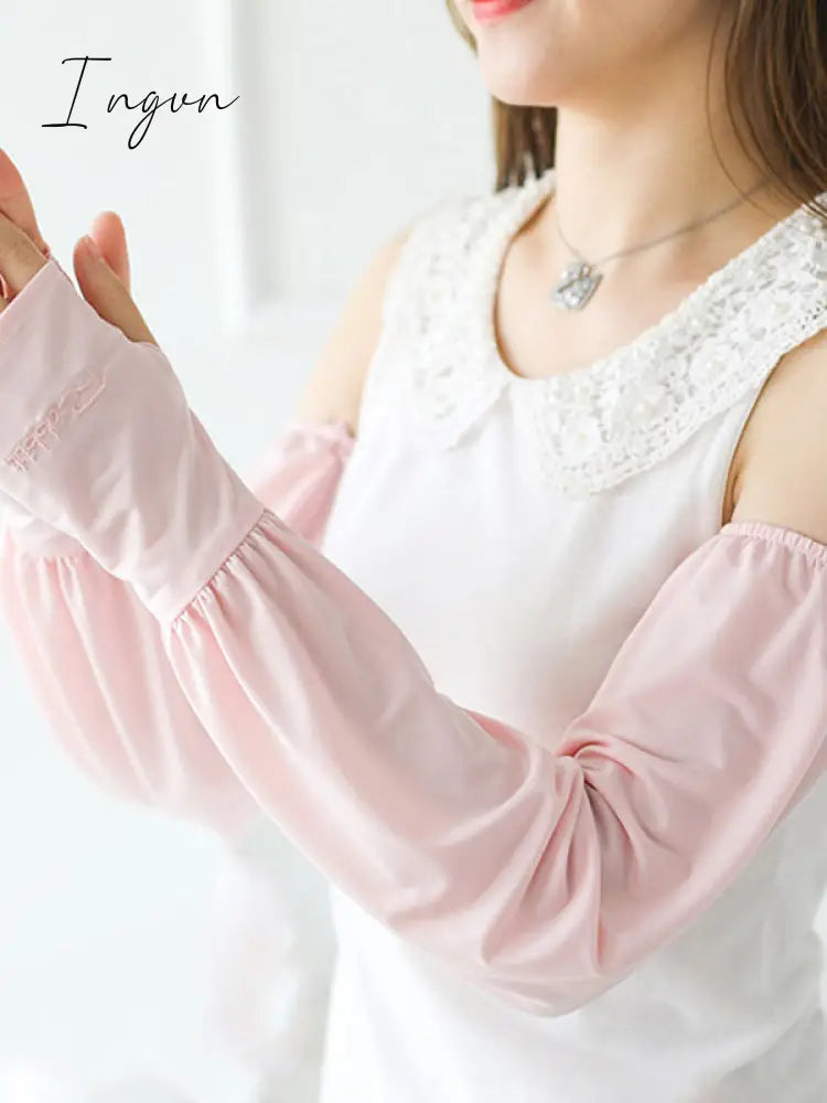 Ingvn - Solid Color Ice Silk Loose Sun Protection Sleevelet