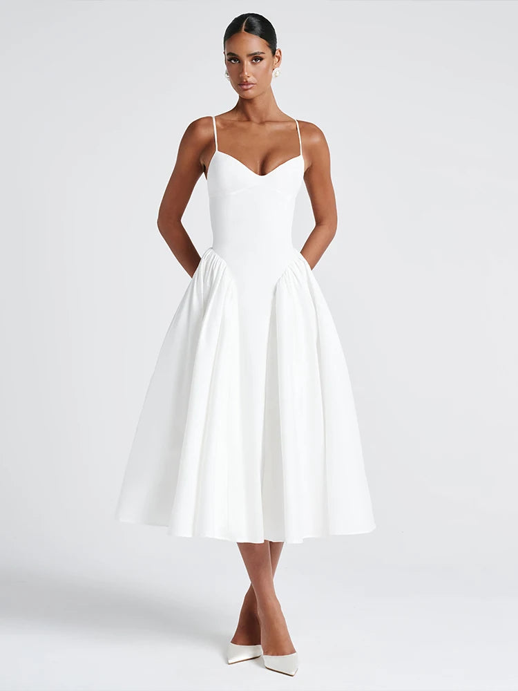 Temperament Low-Neck Elegant Dress Women Large Hem Halter Backless Skinny Summer New Trend Banquet Vacation Vestidos