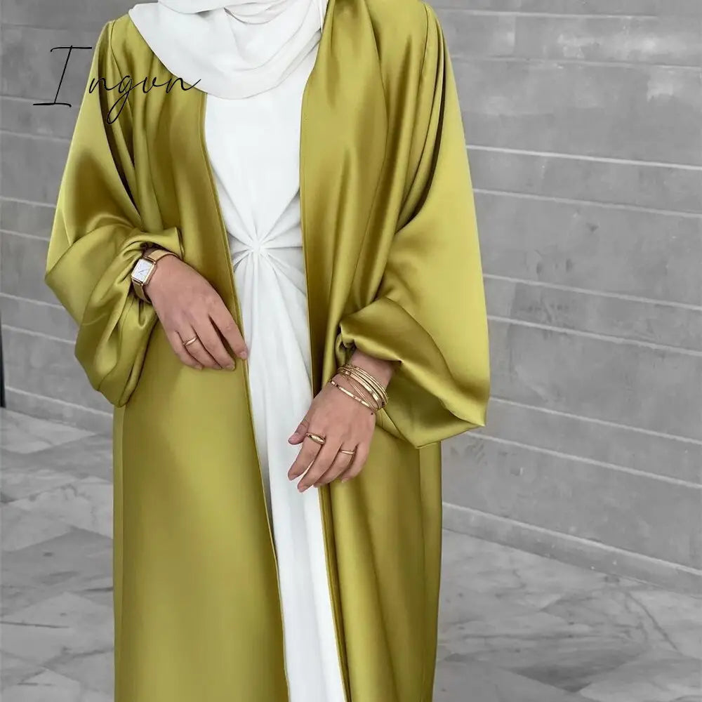 Ingvn - 2023 Summer Puff Sleeve Muslim  Abaya Women Dress Elegant Modest Morocco Party Long Dress Islamic Turkey Dubai Eid Ramadan Jubah Robe