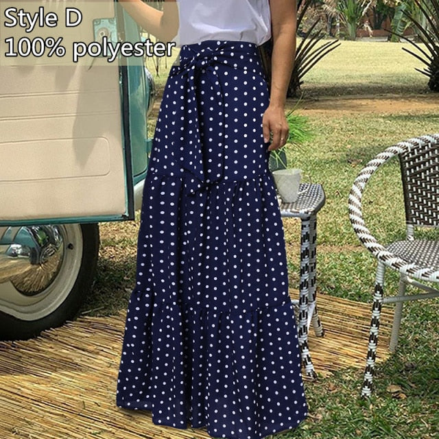 Long Skirts Women  Autumn Celmia Vintage High-Waist Female Skirts Casual Plaid Check Loose Printed Belted Pleated Maxi Skirt