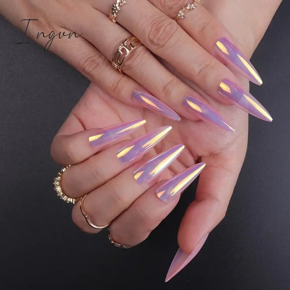 24Pcs 3D Long Almond False Nails Red Nude Ballet Stiletto Wearable Fake Nails MilkTea Color Jelly Full Cover Press On Nail Tips