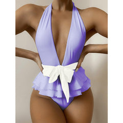 New Sexy One Piece Swimsuit Female Solid Women Swimwear Push Up Bathing Suits Bodysuits Beach wear Deep V-neck Monokini