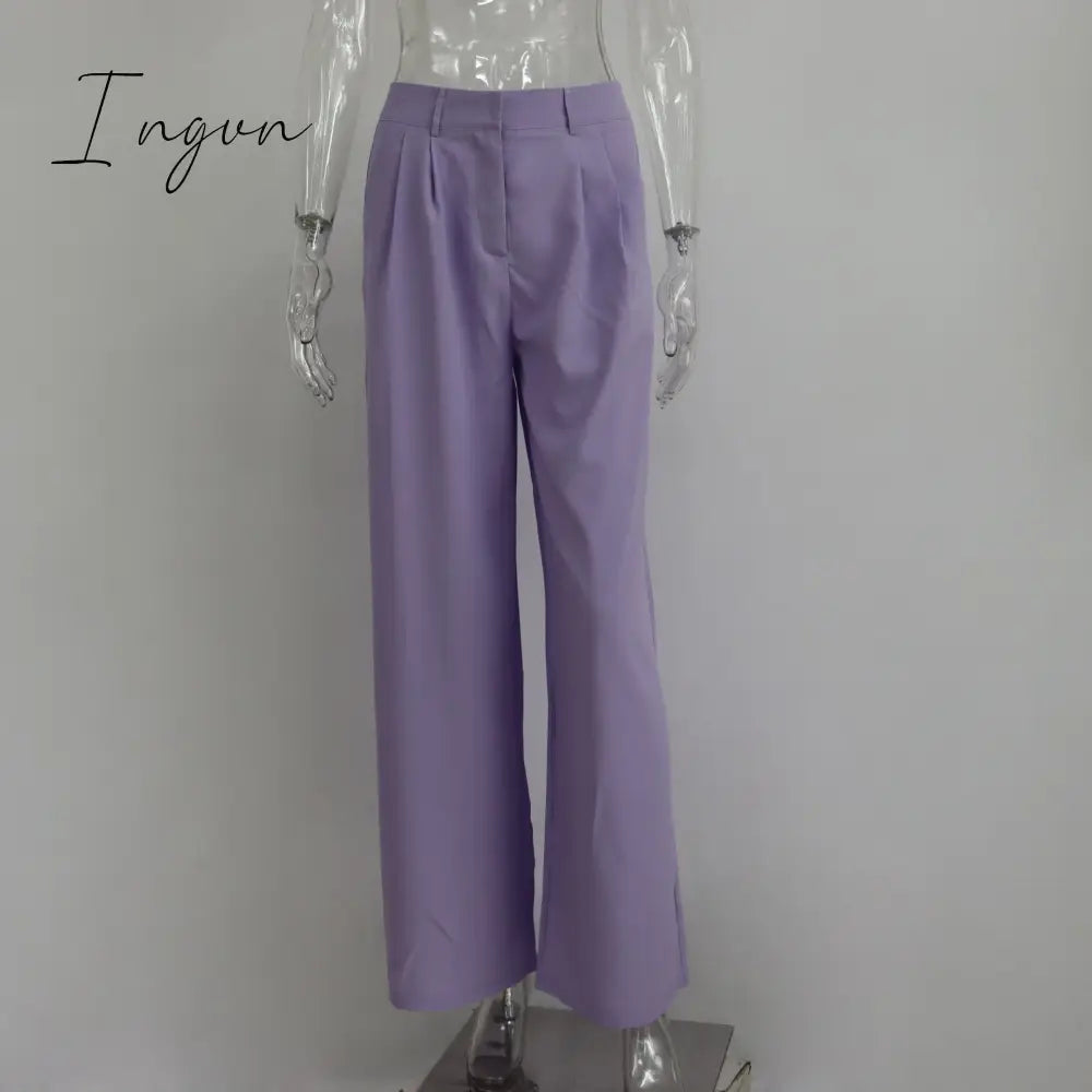 Ingvn - Outfits Trends New Spring Summer Women's Casual Straight Classic Green Black Rose Red High Waist Pants Korean Wide Leg Trousers for Women