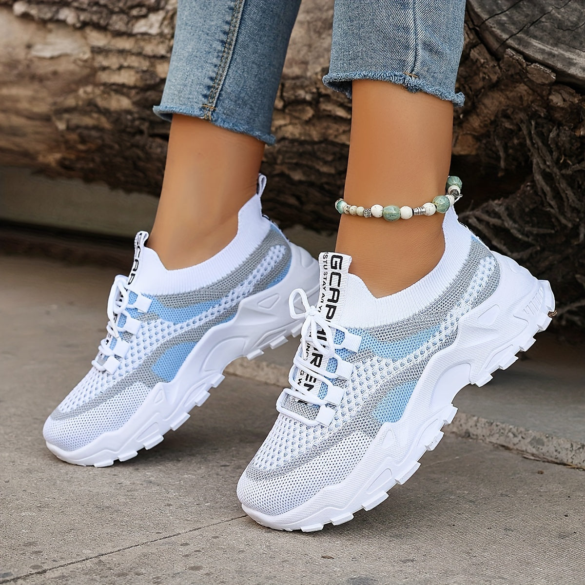 Women's Breathable Mesh Platform Sneakers, Casual Lace Up Outdoor Shoes, Comfortable Low Top Sport Shoes plus size