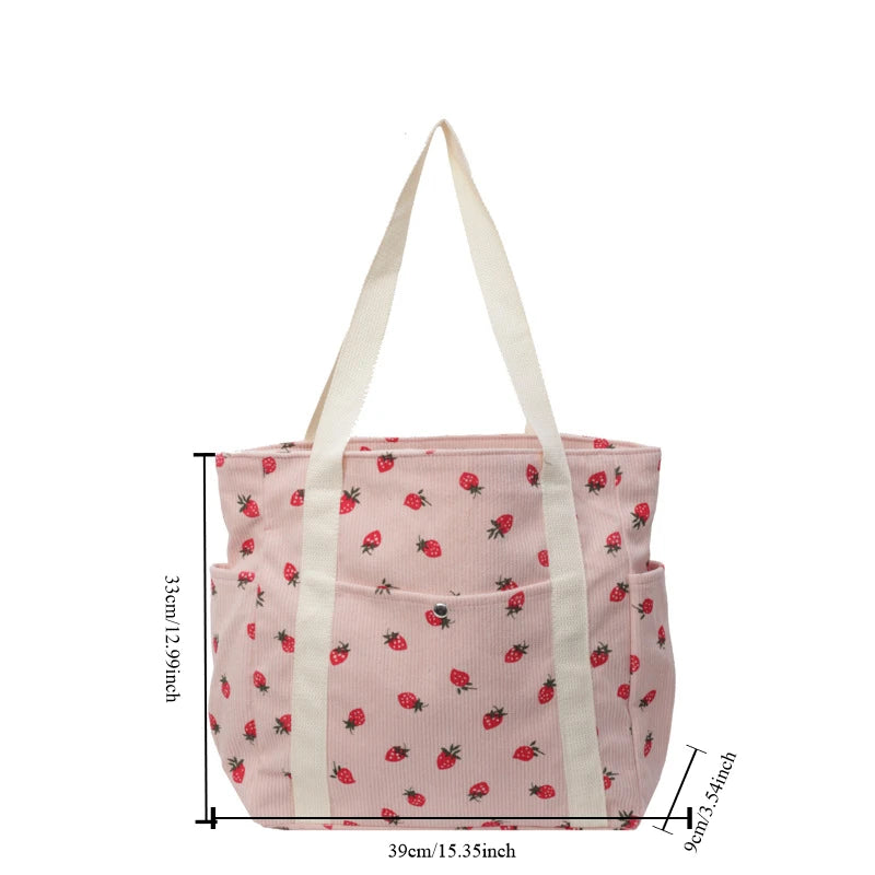 Ingvn  Corduroy Tote Bag Minimalist Underarm Women's Large Capacity Casual Shoulder Bag Student Classroom Laptop Bag