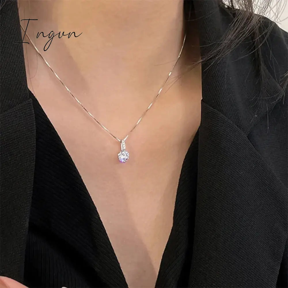 New Trendy Simple Bling Zircon Water Drop Pendant Necklace for Women Niche Design Party Jewelry Girlfriend Gifts