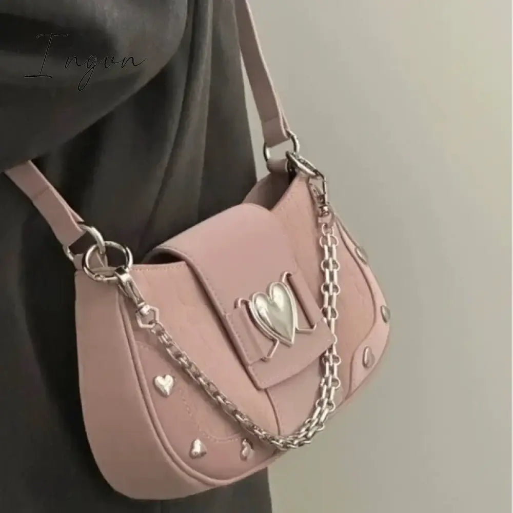 Ingvn - New Fashion Shoulder Bag 2024 PU Bags for Women Sweet Cool Subculture Pink Crossbody Bag сумка Bolsas