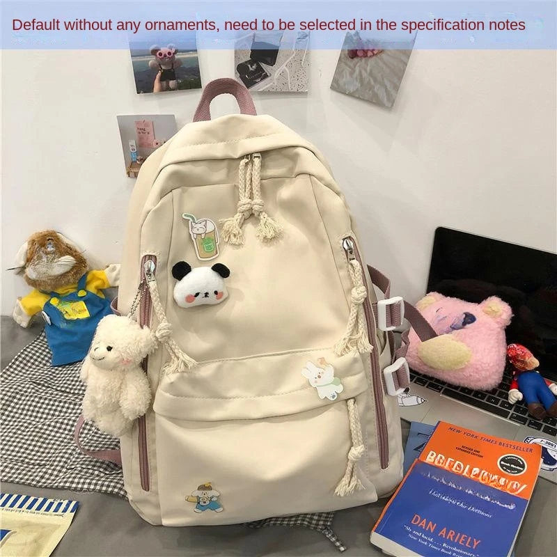 Ingvn  Girls Black Travel Waterproof School Bag Women New Nylon Laptop Book Bag Trendy Fashion Cute Female College Backpack Cool
